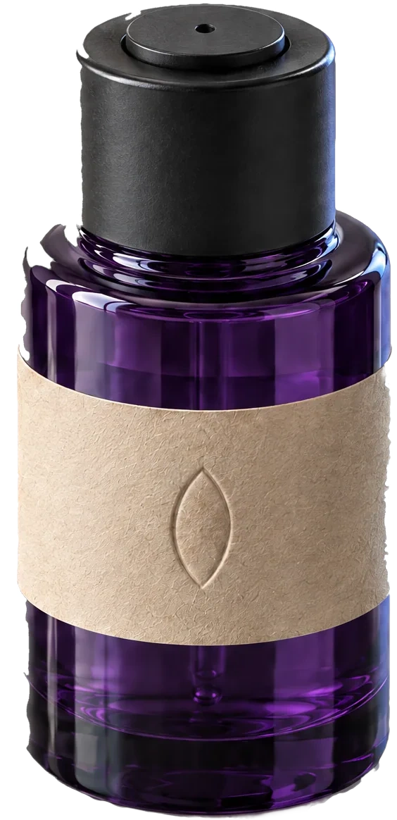 The Eye, a violet glass bottle with a paper band