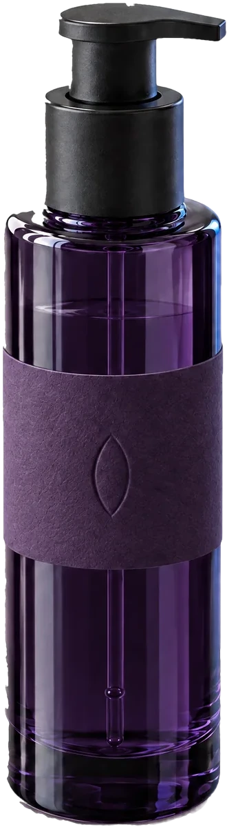 The Laurel Tonic, a violet glass bottle with a paper band