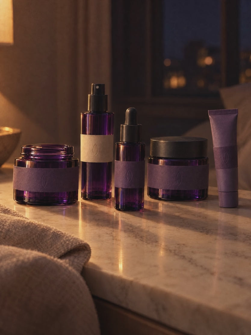 The five night bottles by lamplight, the camera drawing slowly in