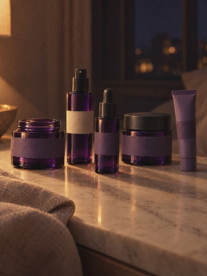 The five night bottles by lamplight, the camera drawing slowly in